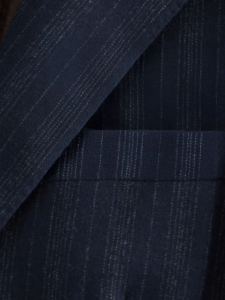 Blazers En Business-Jasjes|Pakken|Next Donkerblauw - Tailored Fit Striped Wool Blend Suit Jacket