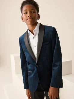 Kostuums En Herenvesten|Next - Textured Velvet Blazer (3-16yrs) Donkerblauw