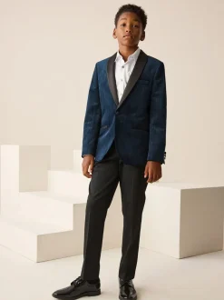 Kostuums En Herenvesten|Next - Textured Velvet Blazer (3-16yrs) Donkerblauw