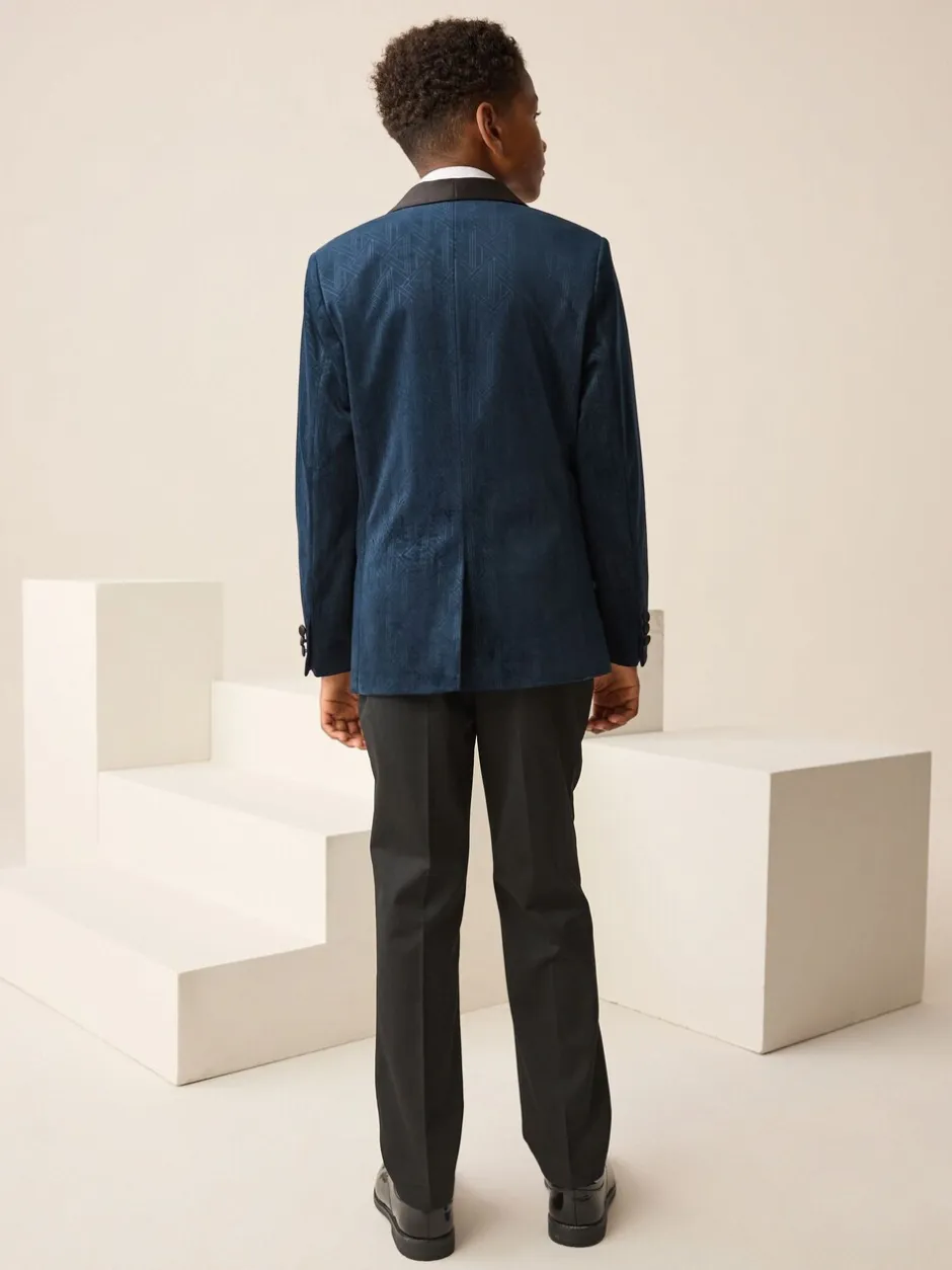 Kostuums En Herenvesten|Next - Textured Velvet Blazer (3-16yrs) Donkerblauw