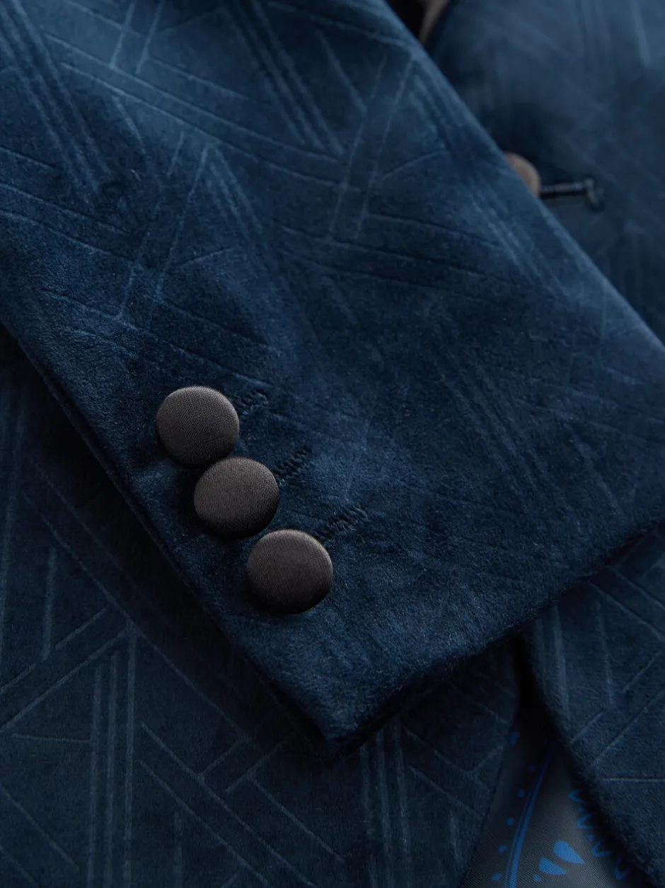 Kostuums En Herenvesten|Next - Textured Velvet Blazer (3-16yrs) Donkerblauw