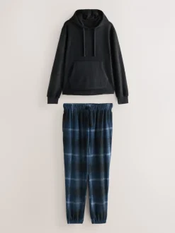 Pyjama's|Next Donkerblauw - Thermal Fleece Bottoms Long Sleeve Hoodies Set
