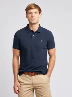 Poloshirts*U.S. Polo Assn Donkerblauw - . Piqué poloshirt met normale pasvorm van 100% katoen