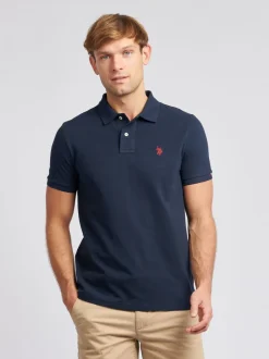 Poloshirts*U.S. Polo Assn Donkerblauw - . Piqué poloshirt met normale pasvorm van 100% katoen