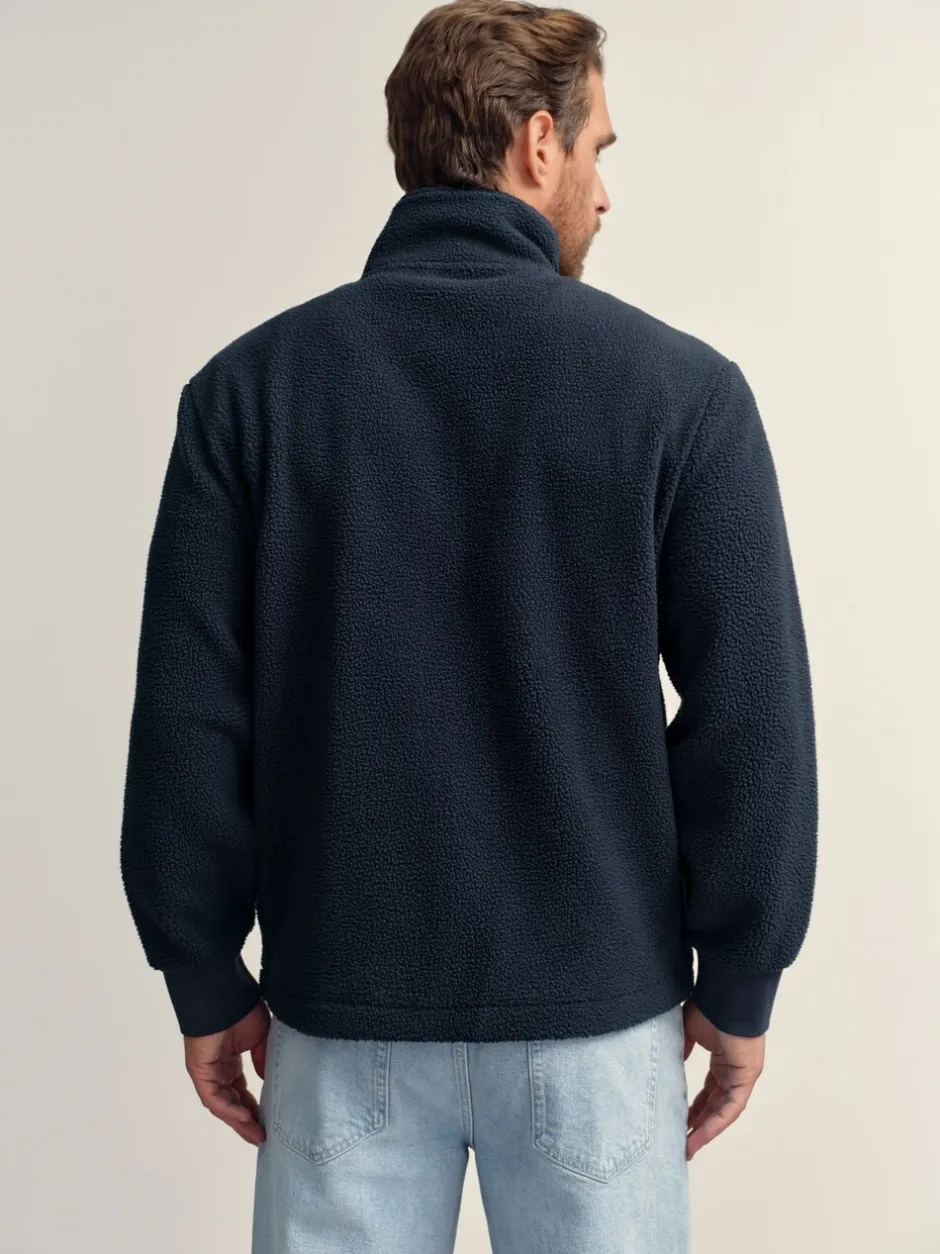 Jassen En Jacks|Next - Volledig doorlopende rits - Borg Fleece Donkerblauw