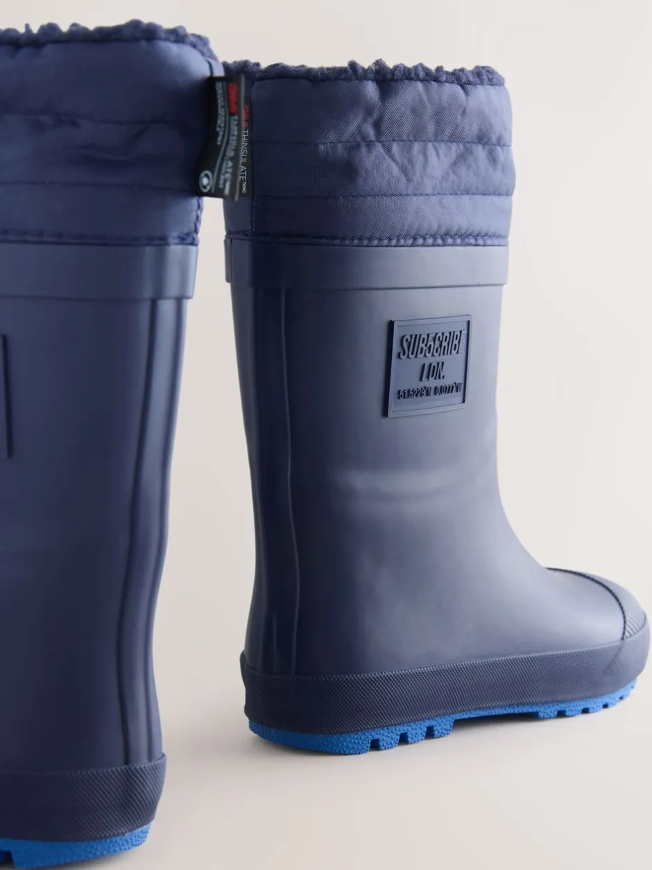 Laarzen|Next - Warme gevoerde regenlaarzen met rand Donkerblauw