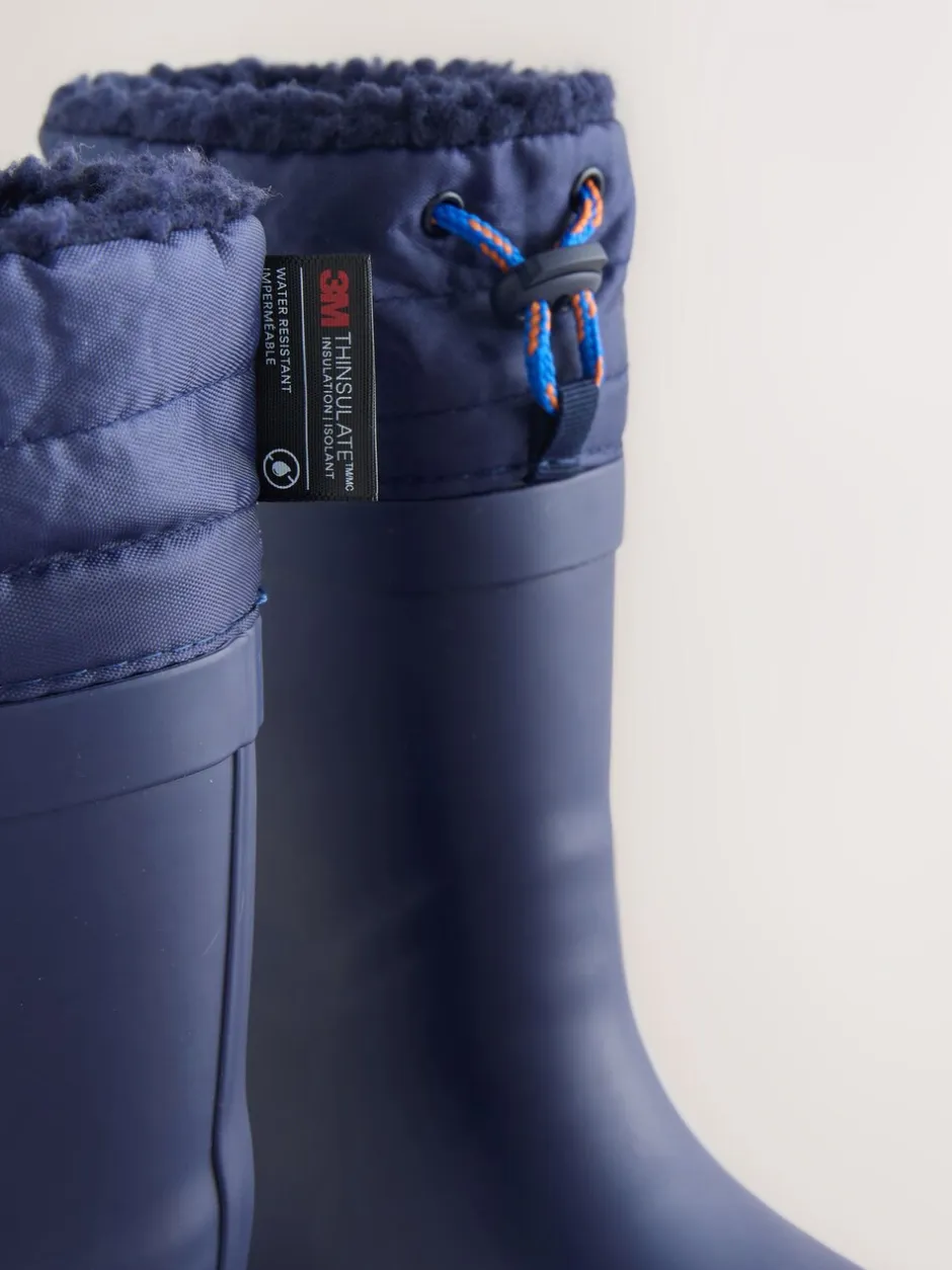 Laarzen|Next - Warme gevoerde regenlaarzen met rand Donkerblauw