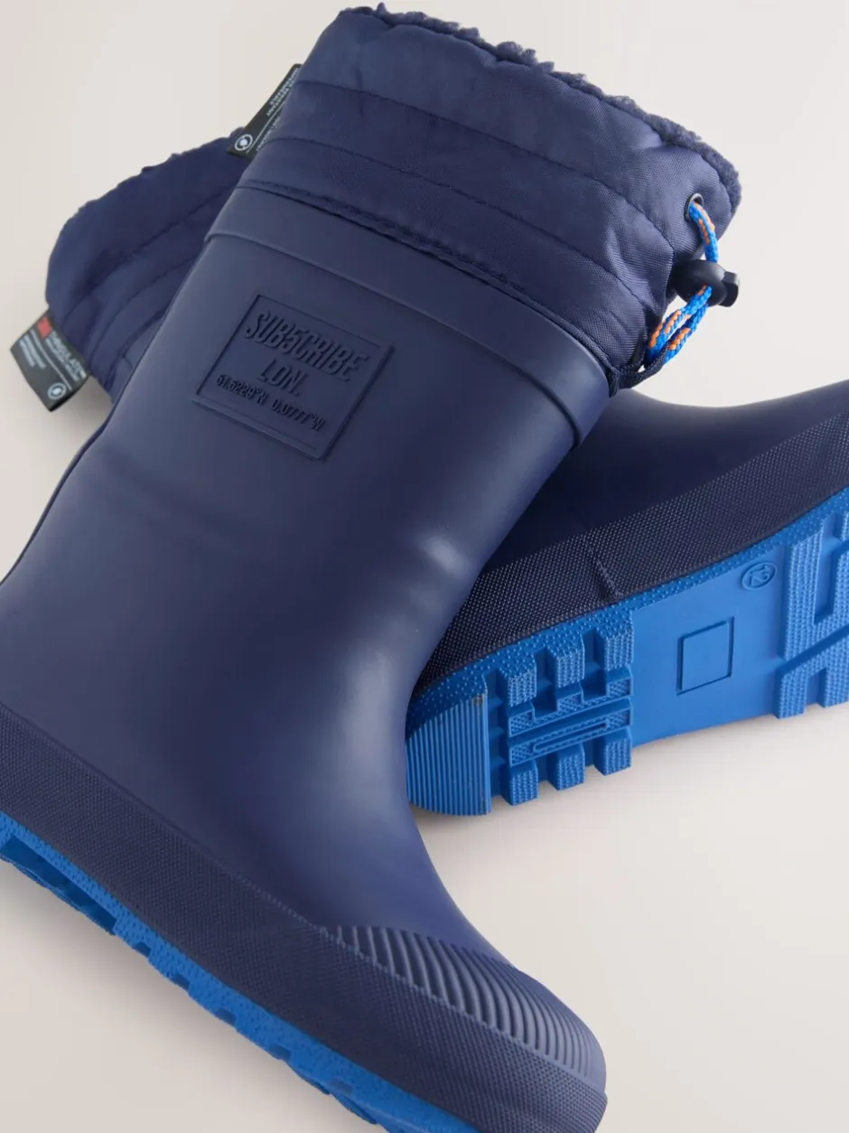 Laarzen|Next - Warme gevoerde regenlaarzen met rand Donkerblauw