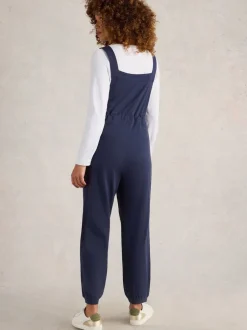Jumpsuits En Playsuits|White Stuff - Dungarees van jersey, 100% katoen, Daphne Donkerblauw