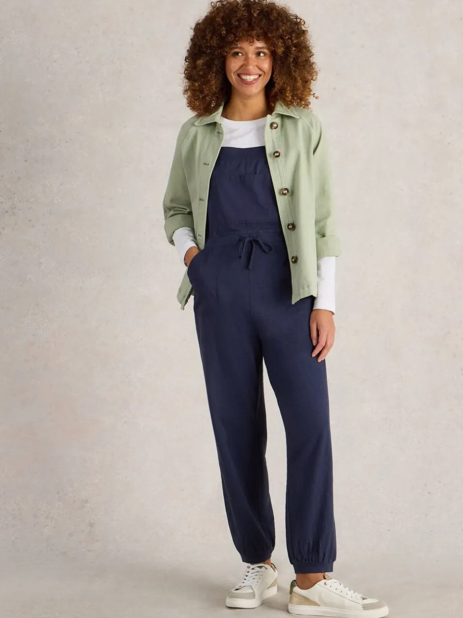 Jumpsuits En Playsuits|White Stuff - Dungarees van jersey, 100% katoen, Daphne Donkerblauw