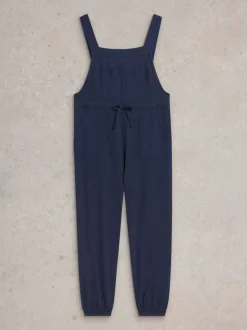 Jumpsuits En Playsuits|White Stuff - Dungarees van jersey, 100% katoen, Daphne Donkerblauw