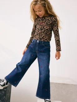 Jeans|Next Donkerblauw - Wijde jeans met Bloemenprint en versieringen (3-16jr)