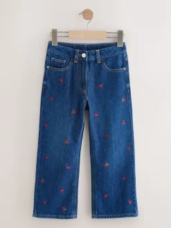 Jeans|Next Donkerblauw - Wijde jeans met Bloemenprint en versieringen (3-16jr)