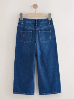 Jeans|Next Donkerblauw - Wijde jeans met Bloemenprint en versieringen (3-16jr)