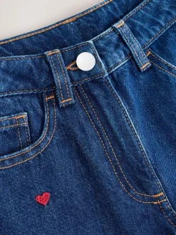 Jeans|Next Donkerblauw - Wijde jeans met Bloemenprint en versieringen (3-16jr)
