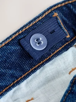 Jeans|Next Donkerblauw - Wijde jeans met Bloemenprint en versieringen (3-16jr)