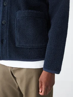 Jassen En Jacks|Sweaters En Hoody´S|Next - Wool Look Fleece Cardigan Donkerblauw