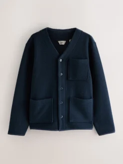 Jassen En Jacks|Sweaters En Hoody´S|Next - Wool Look Fleece Cardigan Donkerblauw