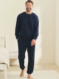 Pyjama's|Next - Zachte pyjama met top met wafeldessin en lange mouwen Donkerblauw