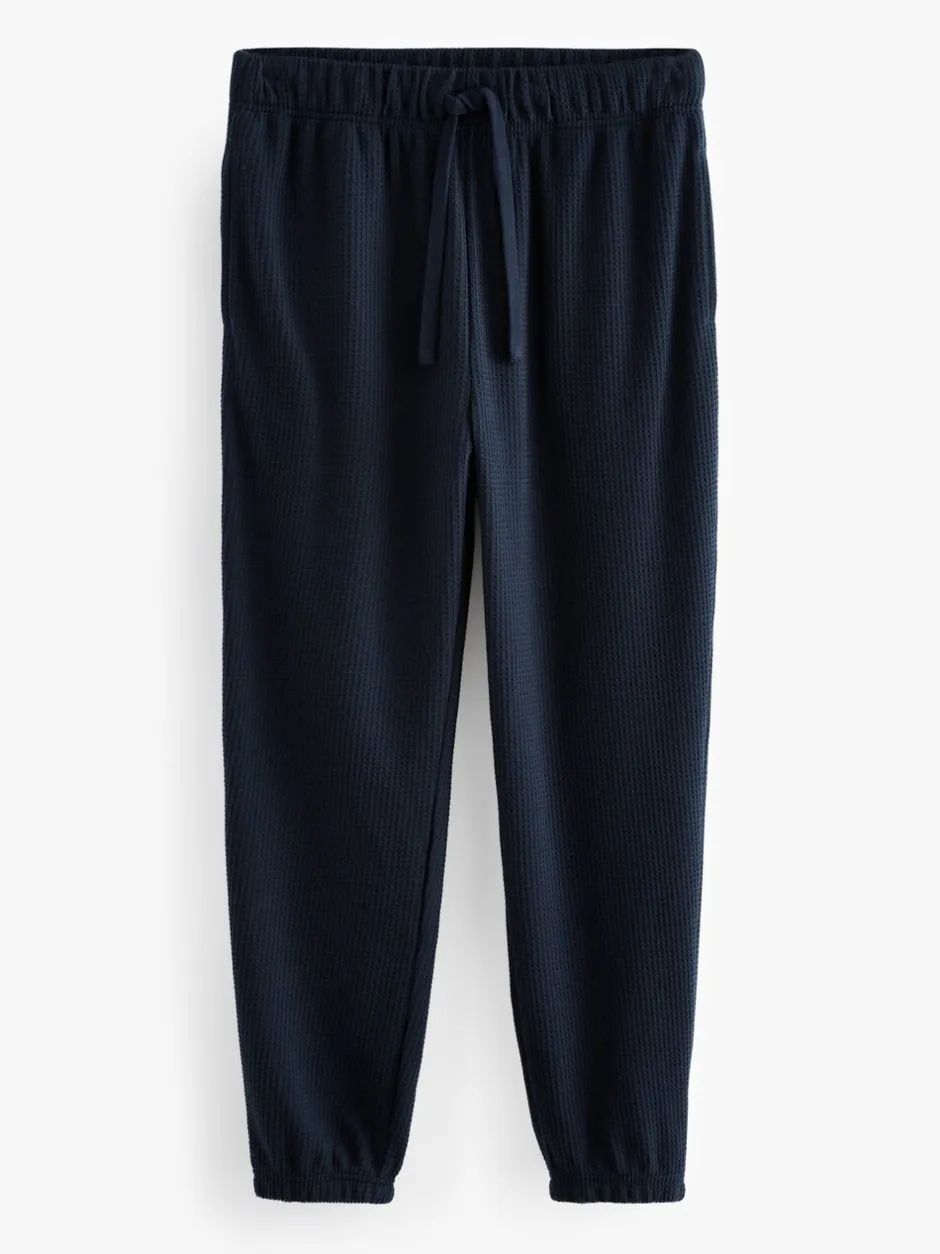 Pyjama's|Next - Zachte pyjama met top met wafeldessin en lange mouwen Donkerblauw