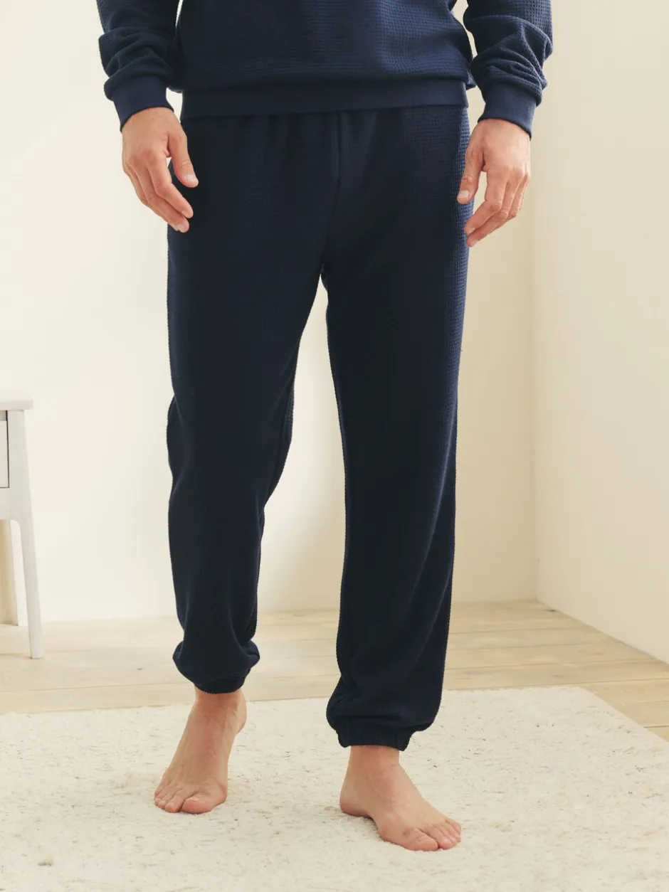 Pyjama's|Next - Zachte pyjama met top met wafeldessin en lange mouwen Donkerblauw