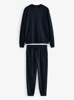 Pyjama's|Next - Zachte pyjama met top met wafeldessin en lange mouwen Donkerblauw