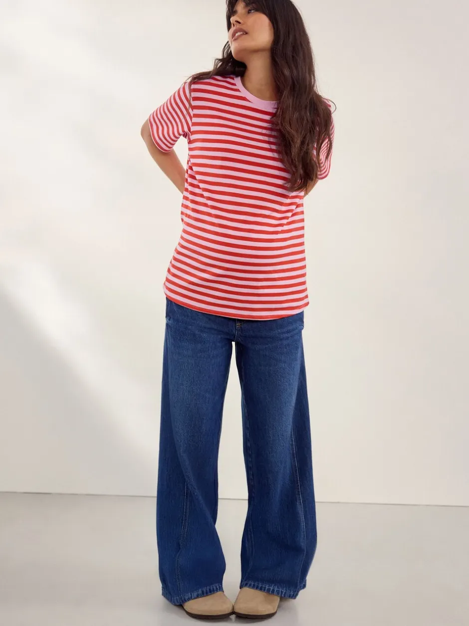 Jeans|Moederschap*Next - Zwangerschapsjeans met wijde pijpen van 100% katoen Donkerblauw
