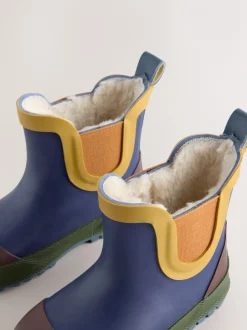 Laarzen*Next Donkerblauw colourblocking - Warme gevoerde enkellaarzen