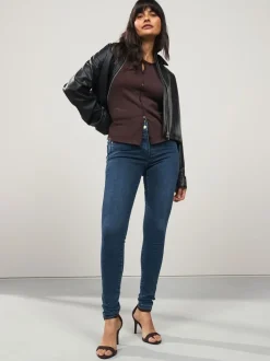 Jeans|Next - Skinny jeans met verlengings- en afslankeffect Donkerblauw denim