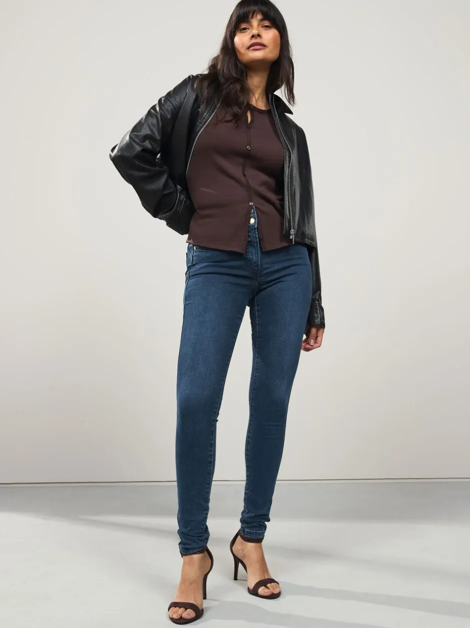 Jeans|Next - Skinny jeans met verlengings- en afslankeffect Donkerblauw denim