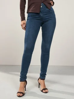 Jeans|Next - Skinny jeans met verlengings- en afslankeffect Donkerblauw denim