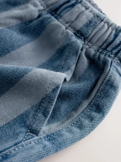 Broeken En Chino's|Next Donkerblauw gestreept - Wijde broek met elastische taille (3mnd-7jr)
