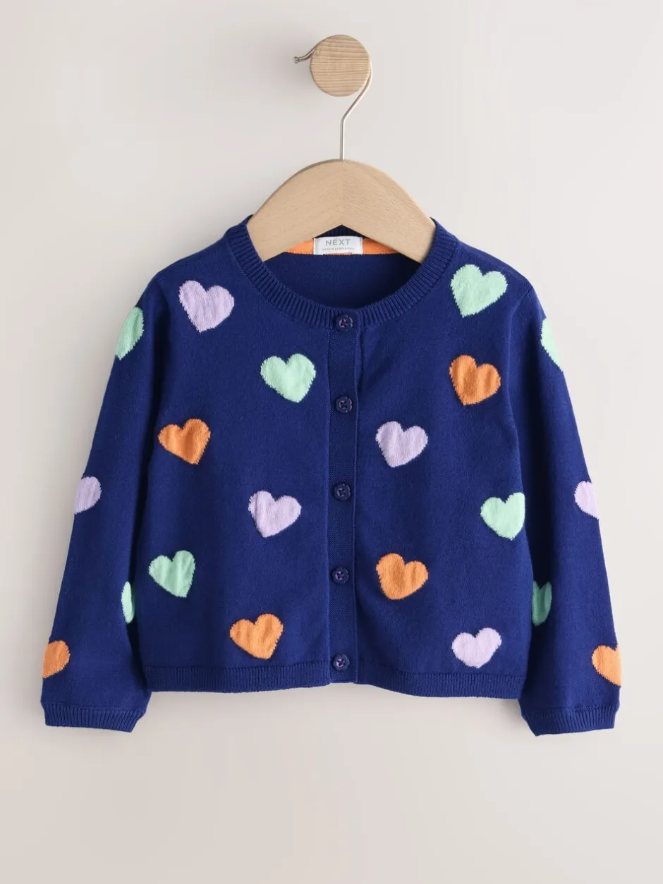 Gebreide Kleding*Next - Vest (3 mnd-10 jr) Donkerblauw hartjes