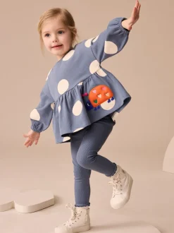 Tops|Sets En Combisets|Next Donkerblauw lieveheersbeestjes - Set met top met peplum en legging met lange mouwen (3mnd-7jr)