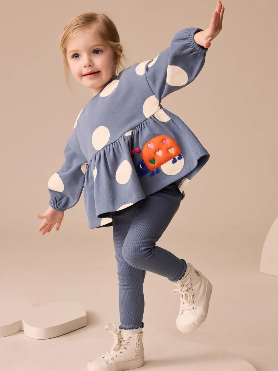 Tops|Sets En Combisets|Next Donkerblauw lieveheersbeestjes - Set met top met peplum en legging met lange mouwen (3mnd-7jr)