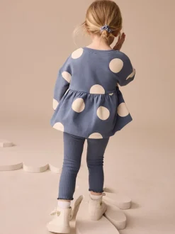 Tops|Sets En Combisets|Next Donkerblauw lieveheersbeestjes - Set met top met peplum en legging met lange mouwen (3mnd-7jr)