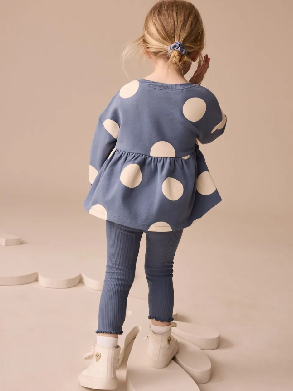 Tops|Sets En Combisets|Next Donkerblauw lieveheersbeestjes - Set met top met peplum en legging met lange mouwen (3mnd-7jr)