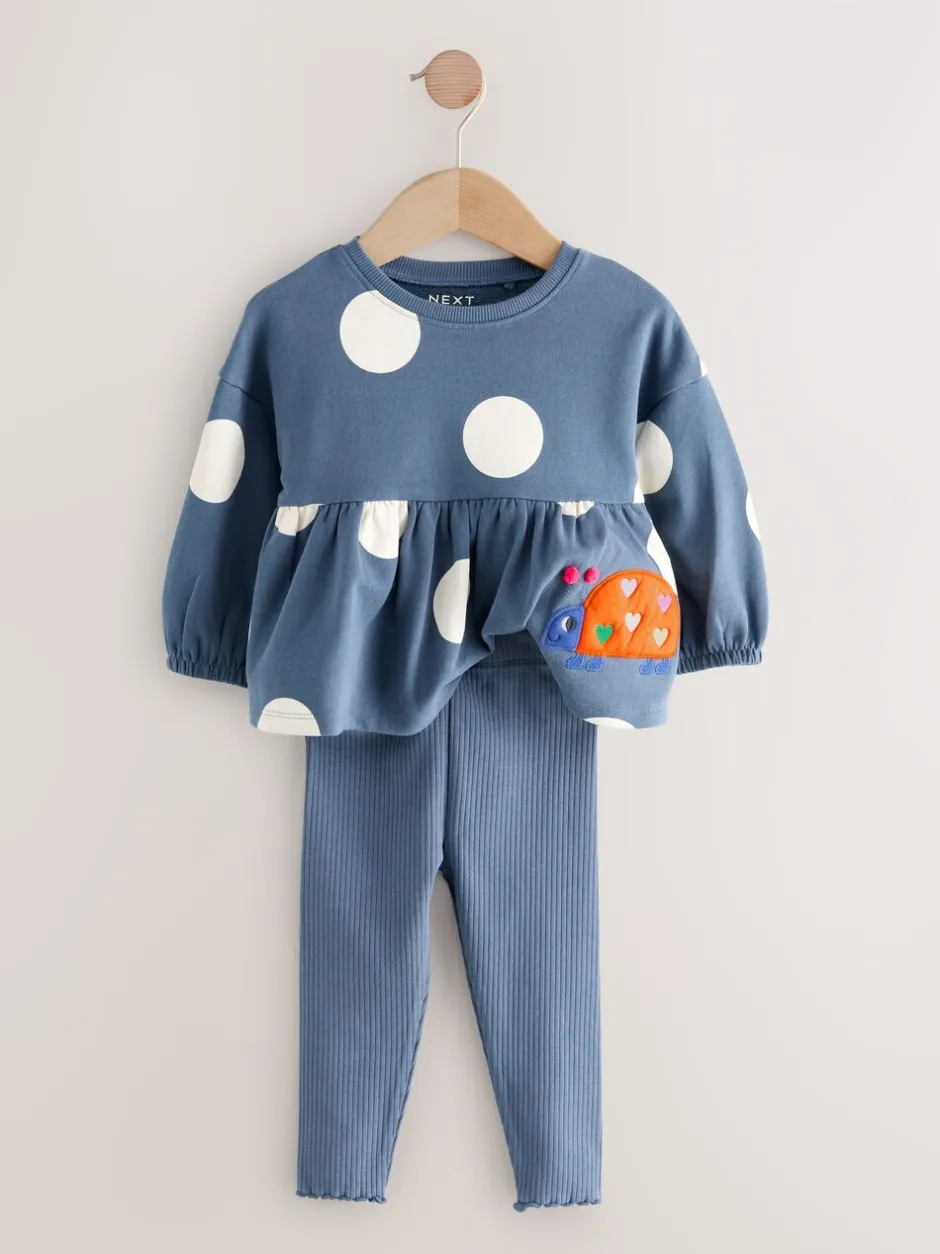 Tops|Sets En Combisets|Next Donkerblauw lieveheersbeestjes - Set met top met peplum en legging met lange mouwen (3mnd-7jr)