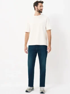 Jeans|Next Donkerblauwe wassing - Klassieke stretchjeans met standaard taps toelopende pasvorm