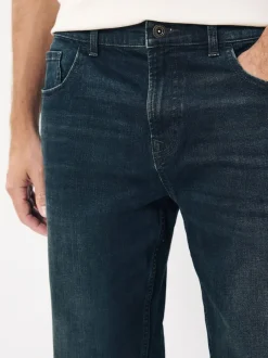 Jeans|Next Donkerblauwe wassing - Klassieke stretchjeans met standaard taps toelopende pasvorm