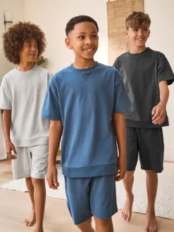Nachtkleding En Pyjama's|Pyjama's*Next Donkerblauw/grijs - Pyjama met korte pijpen 3 stuks (3-16jaar) (3-16jaar)