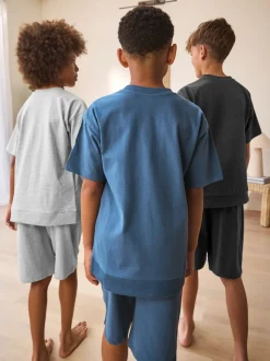 Nachtkleding En Pyjama's|Pyjama's*Next Donkerblauw/grijs - Pyjama met korte pijpen 3 stuks (3-16jaar) (3-16jaar)