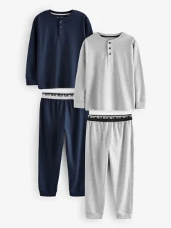 Pyjama's|Next Donkerblauw/grijs - Set van 2 pyjama's met lange mouwen (3-16 jr)