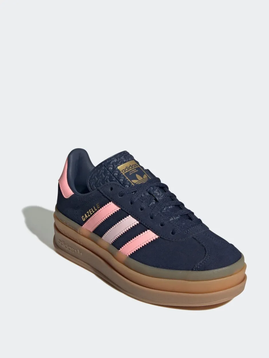 Sneakers|adidas originals - Gazelle Bold Lace Junior vetersneakers Donkerblauw/roze