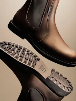 Boots|Barbour - ® Hale leren Chelsea laars Donkerbruin