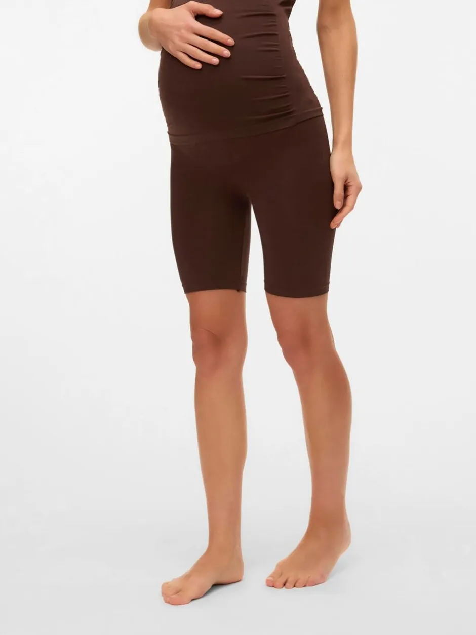 Shorts|Mamalicious - Maternity Seamless Leggings Donkerbruin