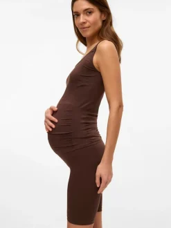 Shorts|Mamalicious - Maternity Seamless Leggings Donkerbruin