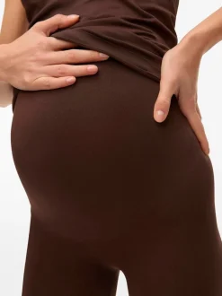 Shorts|Mamalicious - Maternity Seamless Leggings Donkerbruin