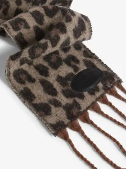 Mutsen, Handschoenen En Sjaals|Love & Roses Donkere luipaardprint - - Geborstelde sjaal