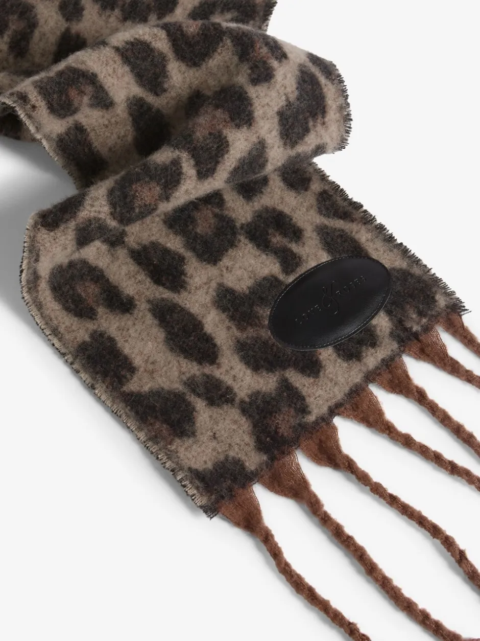 Mutsen, Handschoenen En Sjaals|Love & Roses Donkere luipaardprint - - Geborstelde sjaal